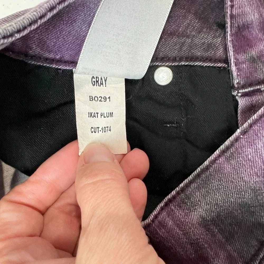 Gray Saks‎ Fifth Avenue Skinny Jeans Actual 26W Ikat Plum Mid Rise Denim